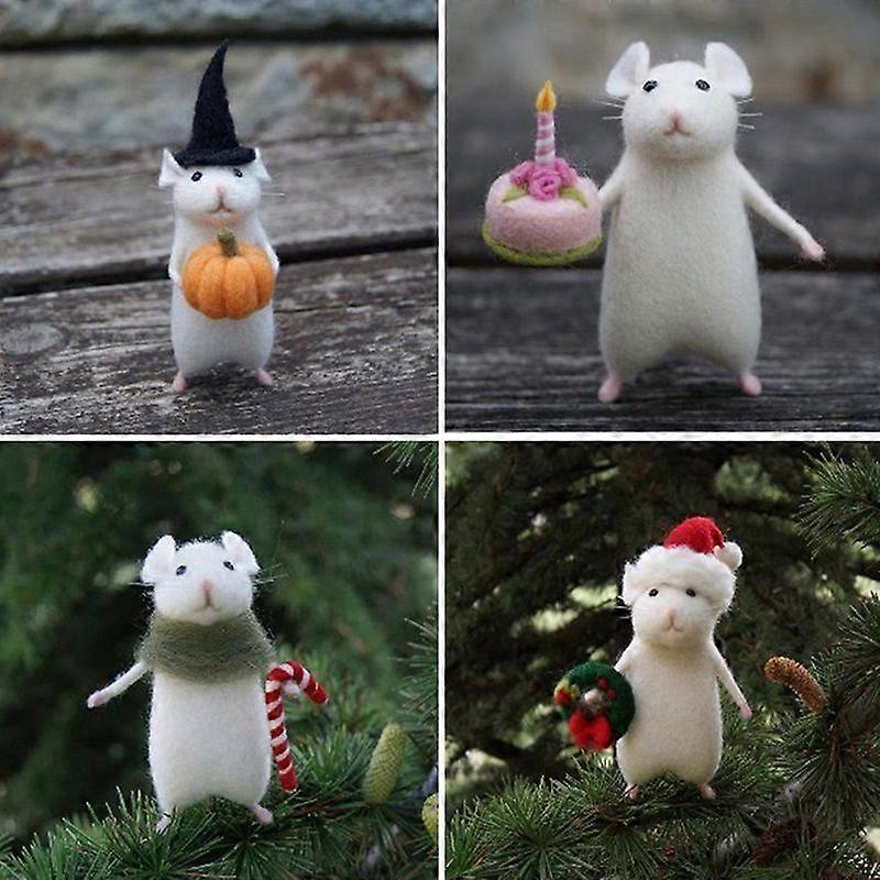 1Pc Christmas Halloween Mouse With A Pumpkin Handmade Diy Wool Felt Mouse
