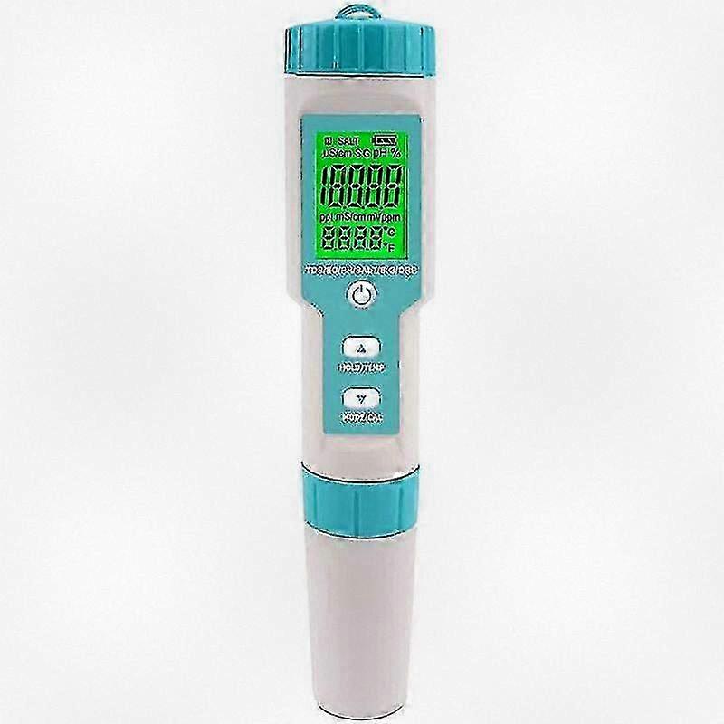 Digitaler 5-in-1-Pool-Salzwassertester für pH- und Salzgehalte - Genaues Wassermessgerät für Schwimmbäder und Spas