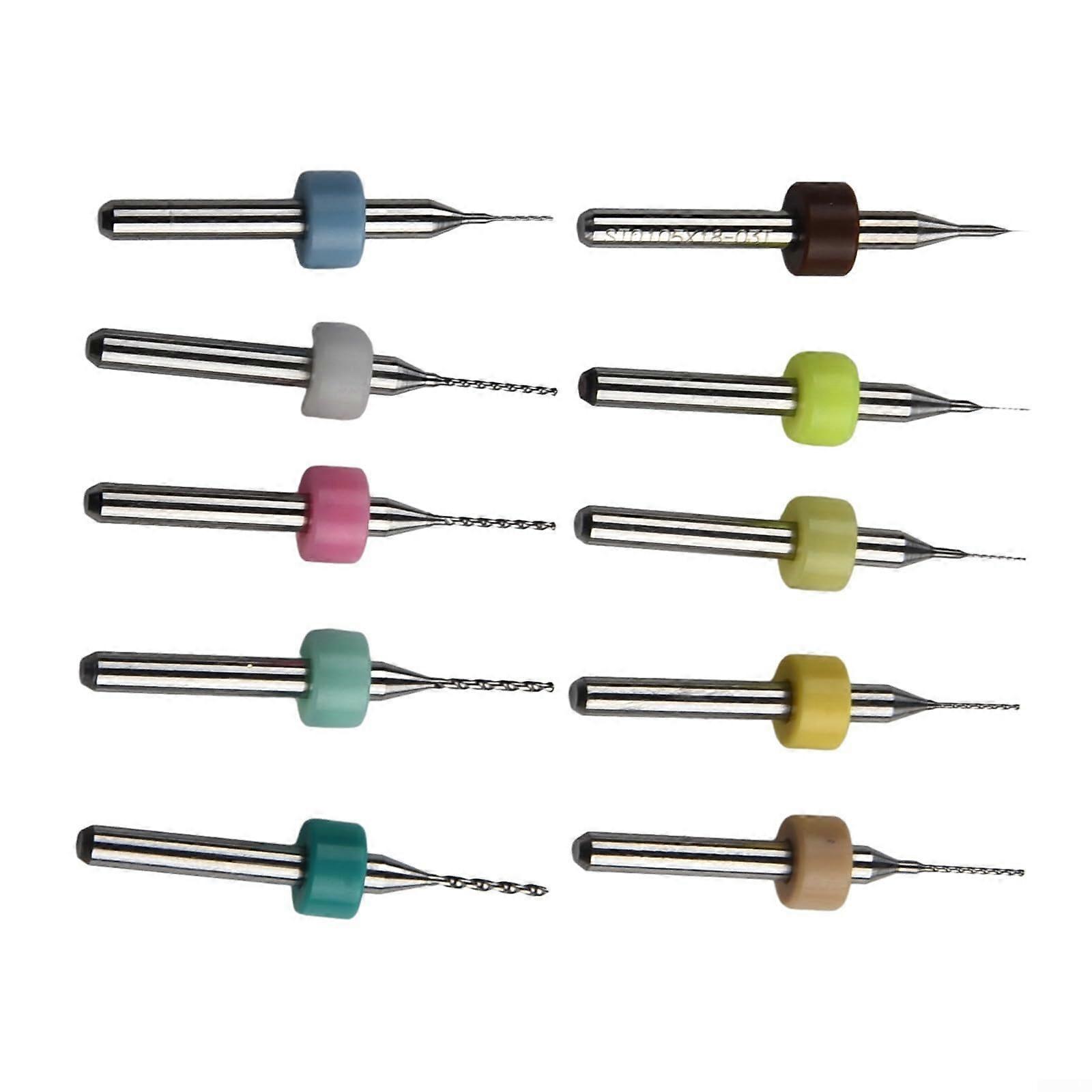 Wolfram carbide bit set, 10 pieces, suitable for circuit board drilling, CNC and precision applications (0.1–1 mm) 0.11mm