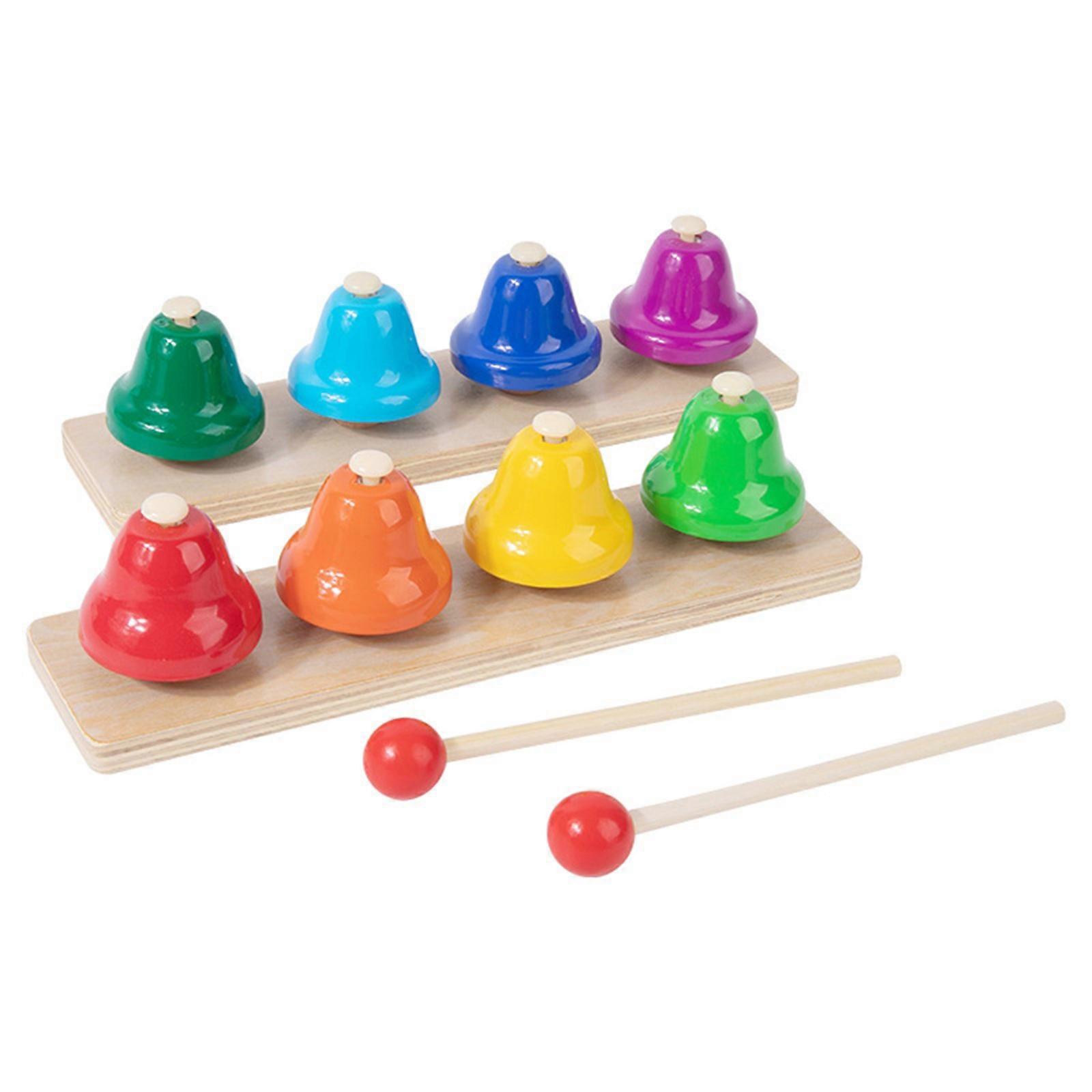 8 Note Musical Handbells Set Colorful Desk Bells Percussion Instrument Music Table Bells for Festival, Musical Teaching