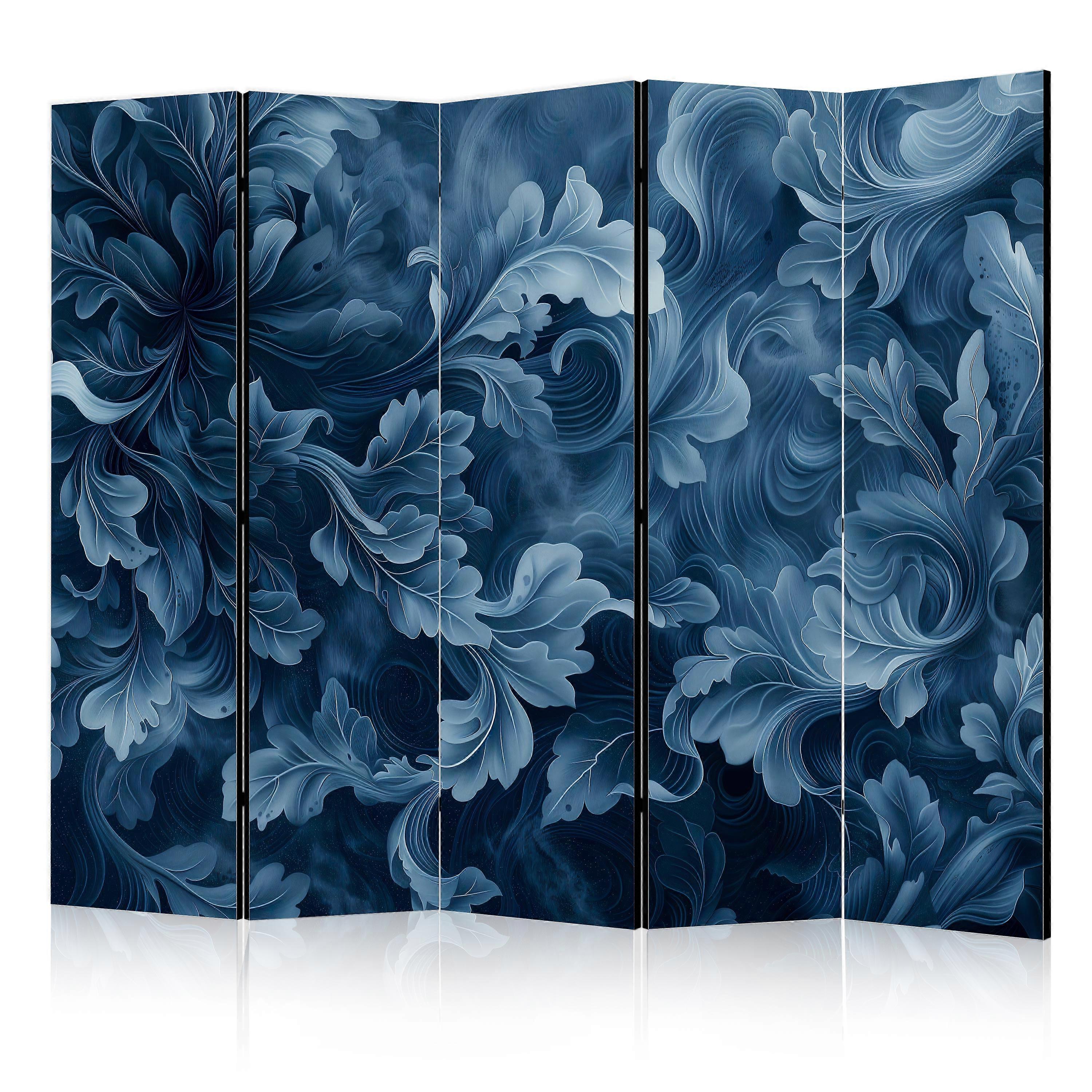 Screen - Abstract Ornaments - Dark Blue Victorian Leaves