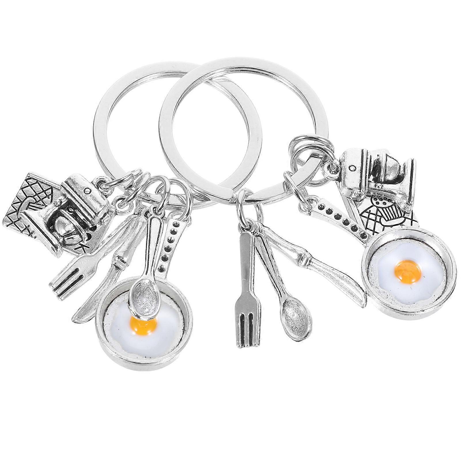 Keychain Incorporating Egg and Cutlery Design, Enhances Daily Utility