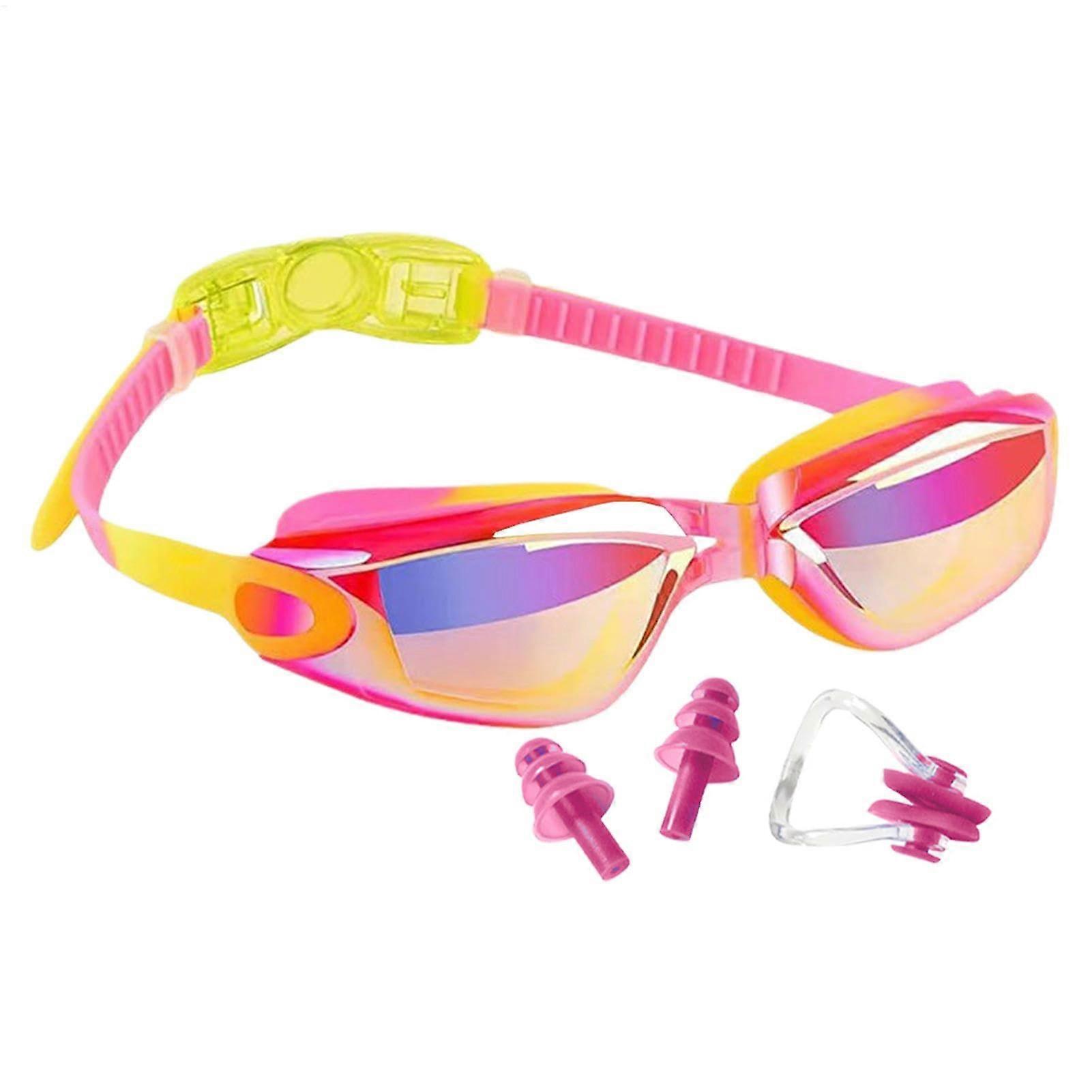 Kids' Swimming Goggles Waterproof and Anti-Fog, UV Protection for Kids, Adjustable with Soft Strap, Rose for Pool and Beach