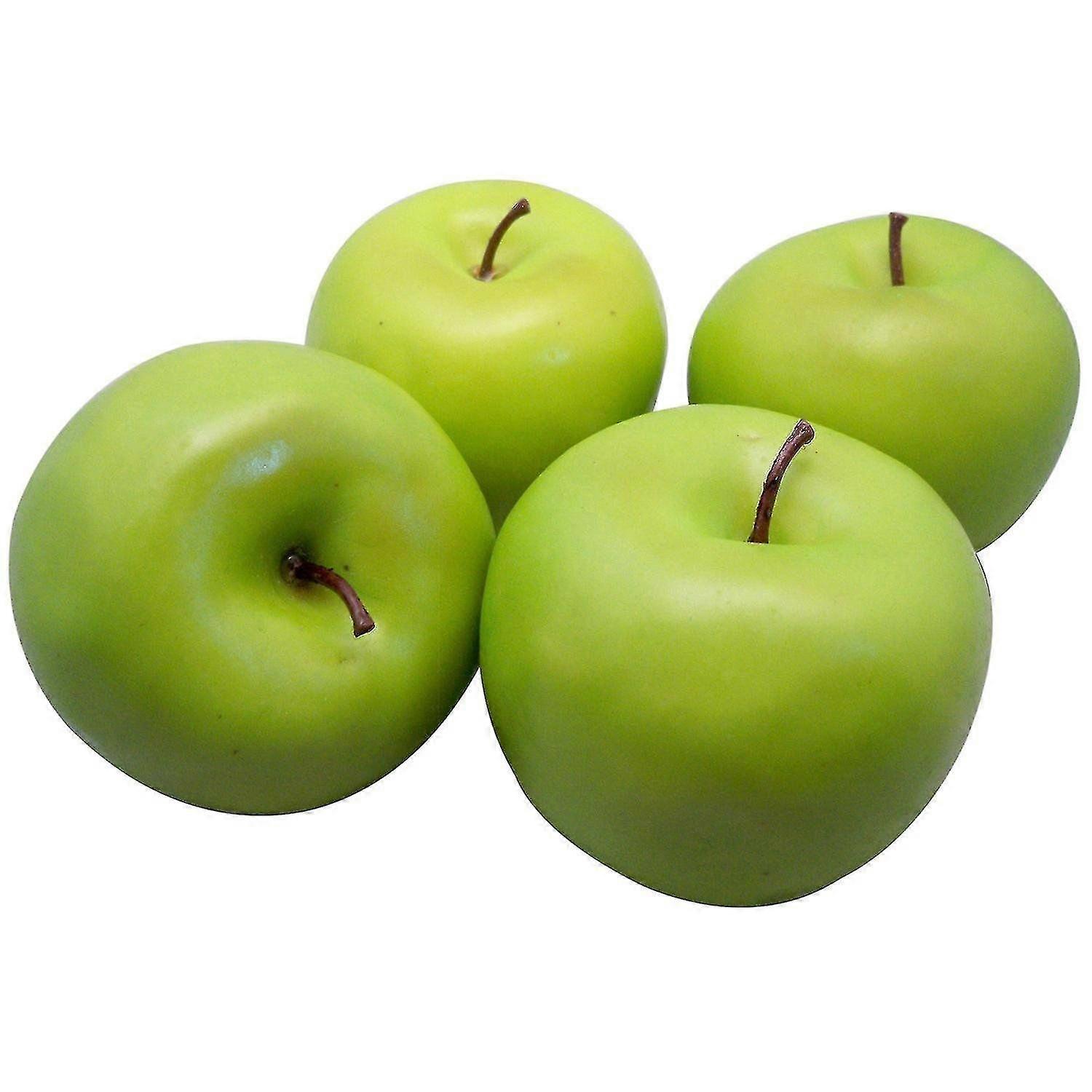 Paquet de 4 grandes pommes vertes artificielles, faux fruits pour la décoration de table de la maison, centre de table d’affichage de vase