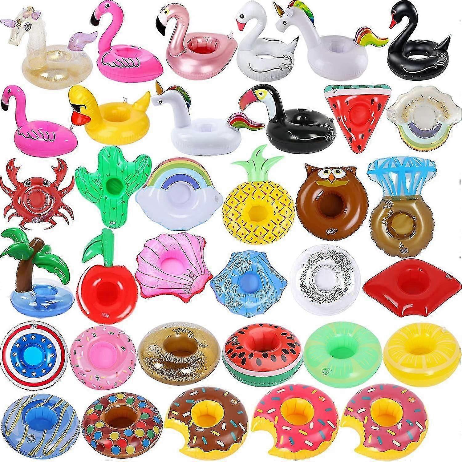 35 Pack Inflatable Drink Holder - Floating Cup Holders for Pool Party - Fun Drink Floaties