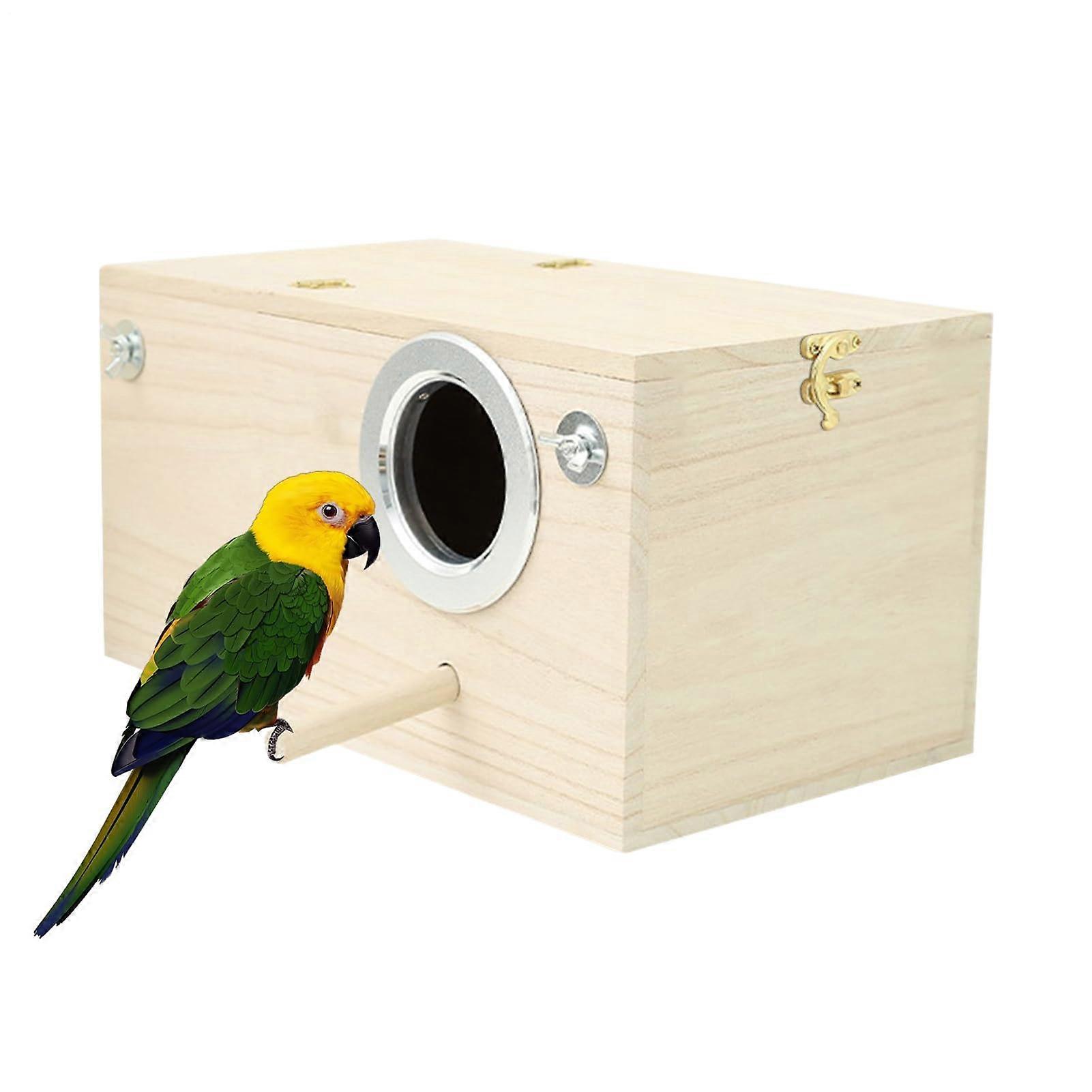 Parrot Nesting Box - Wooden Bird House for Indoor and Outdoor Use, Lovebird Habitat 24x13x13 cm Garden Decoration