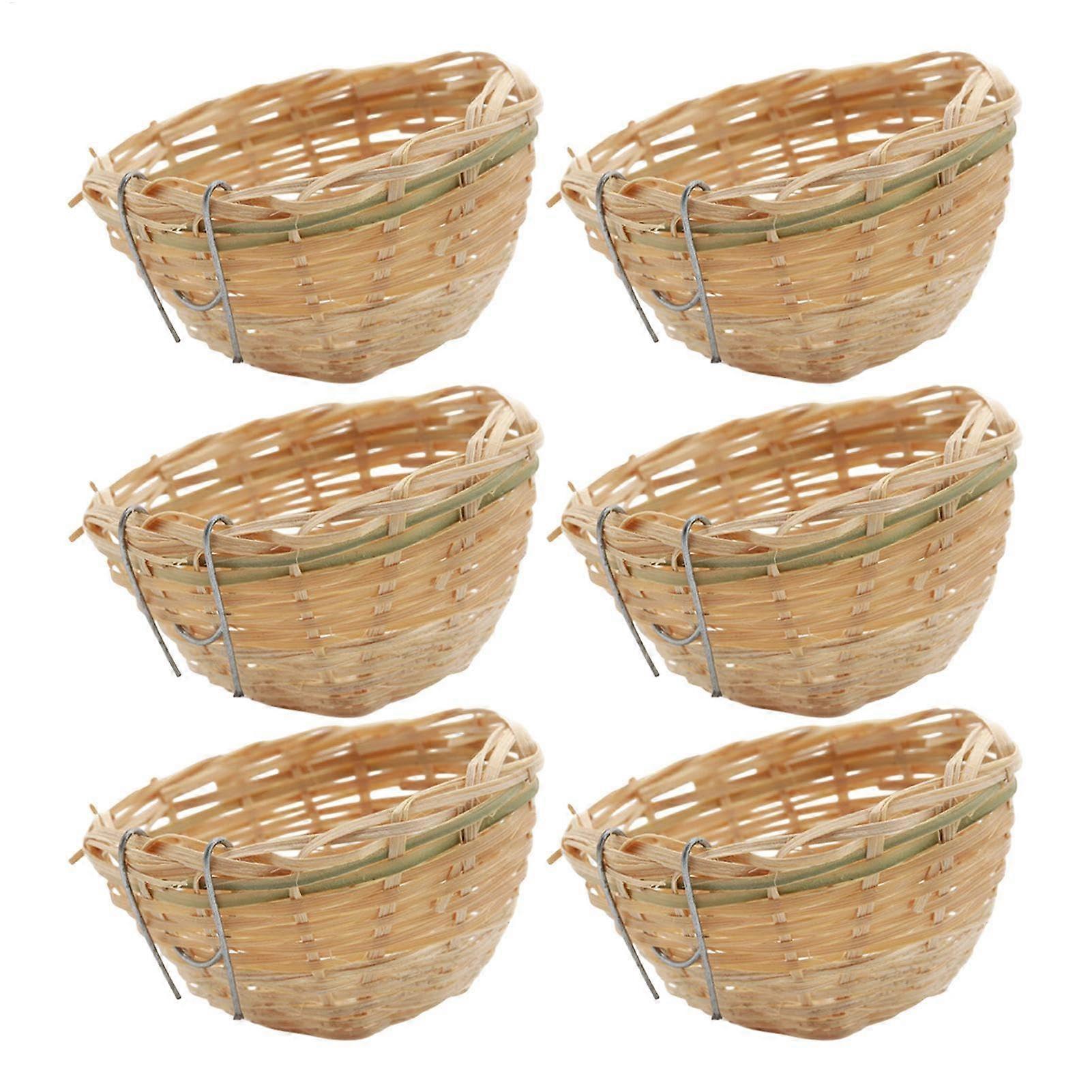 Woven bird nest, Set with 6 birdhouses, handmade natural fiber, weatherproof, 10 x 6 cm