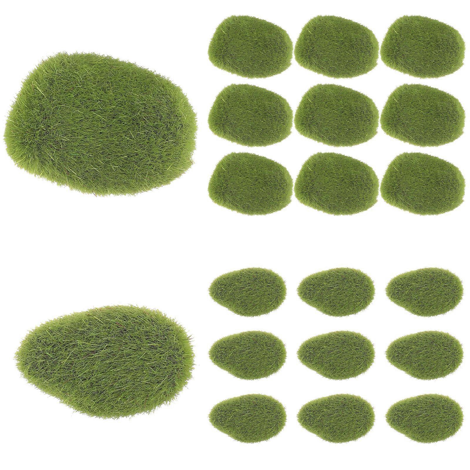 20Pcs Simulated Moss Stones Artificial Mossy Stones Simulation Mossy Rocks