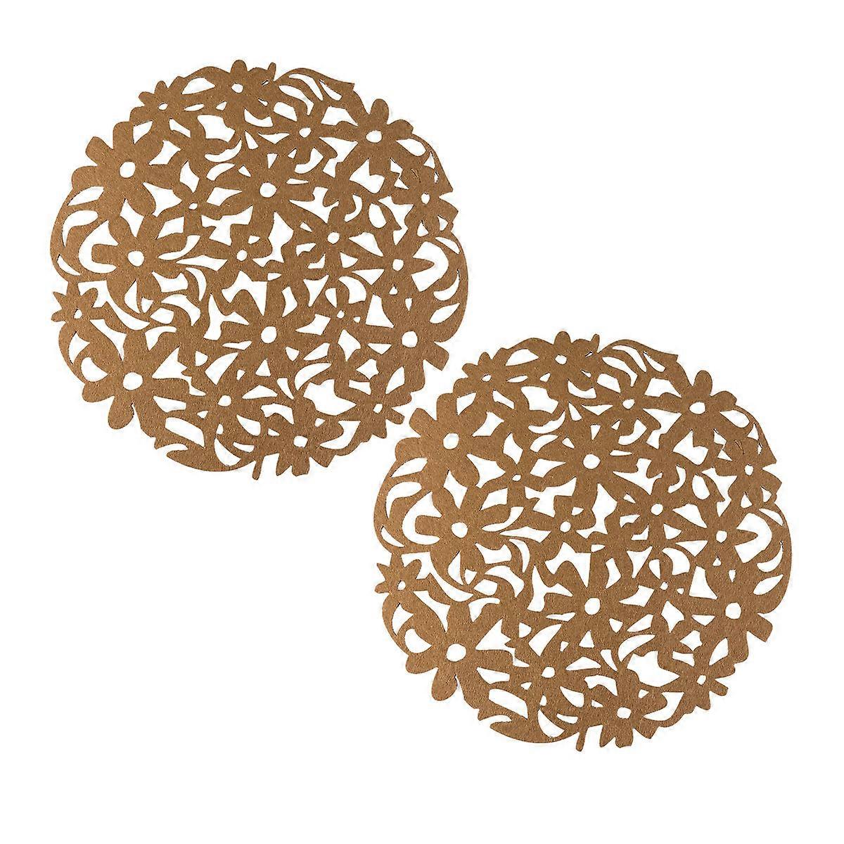 Felt Coaster Pads Non Slip Heat Resistant Cup Mats For Home Dinner Coffee Color Round Shape 30x30x0.2cm 2Pcs