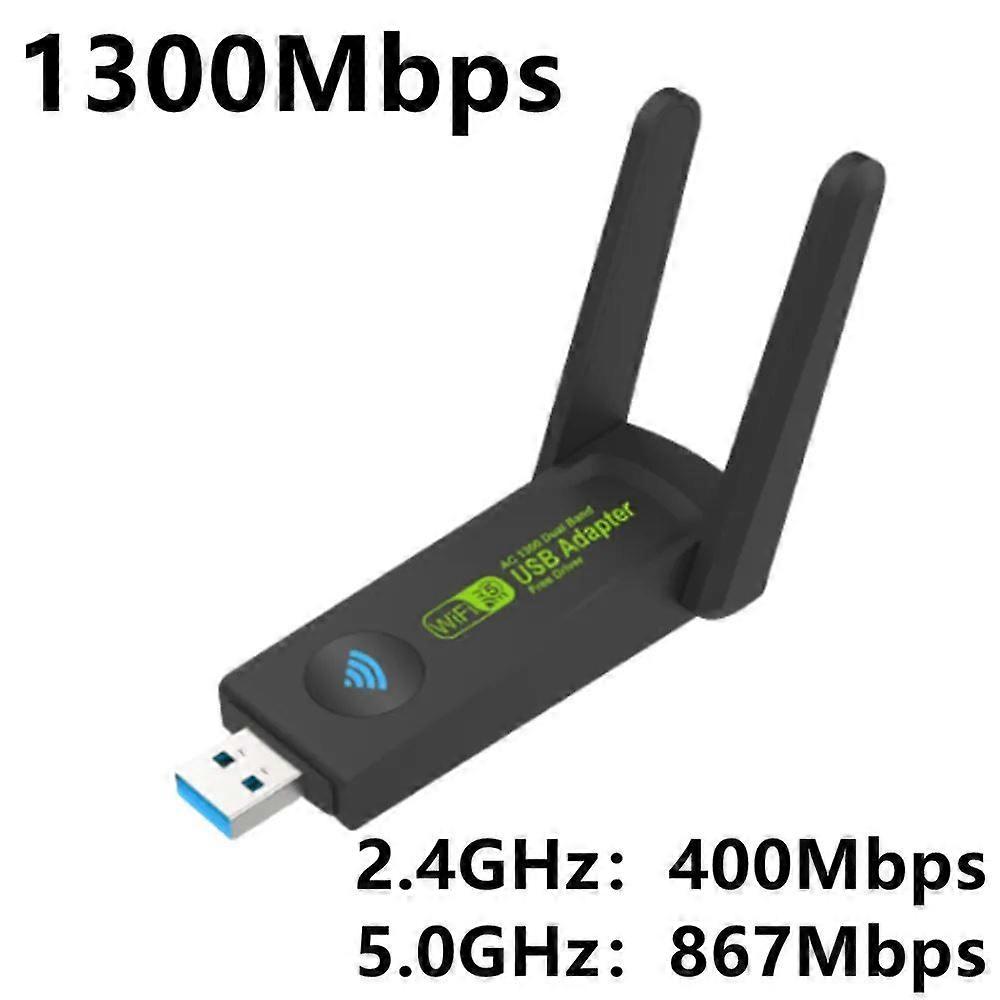 LccKaa 1300Mbps USB WiFi Adapter AC1300 Dual Band 2.4GHz 5GHz WiFi With Antenna 802.11b/n/g/ac Computer