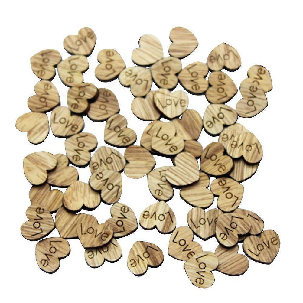 Mini Wood Ornaments Love Themed Supplies For Photo Booth Props Natural Wood Finish 100 Pack