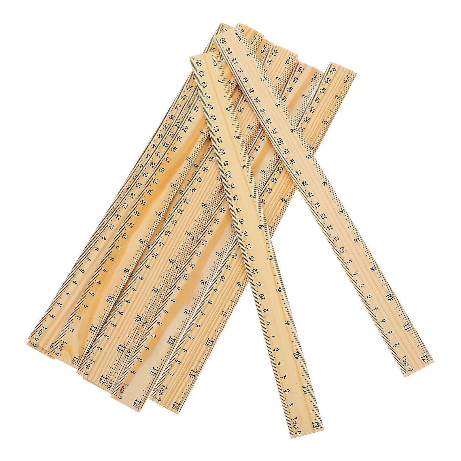 Multiple Uses Measuring Tools Wooden Ruler Professionals Studying High Precision 10Pack