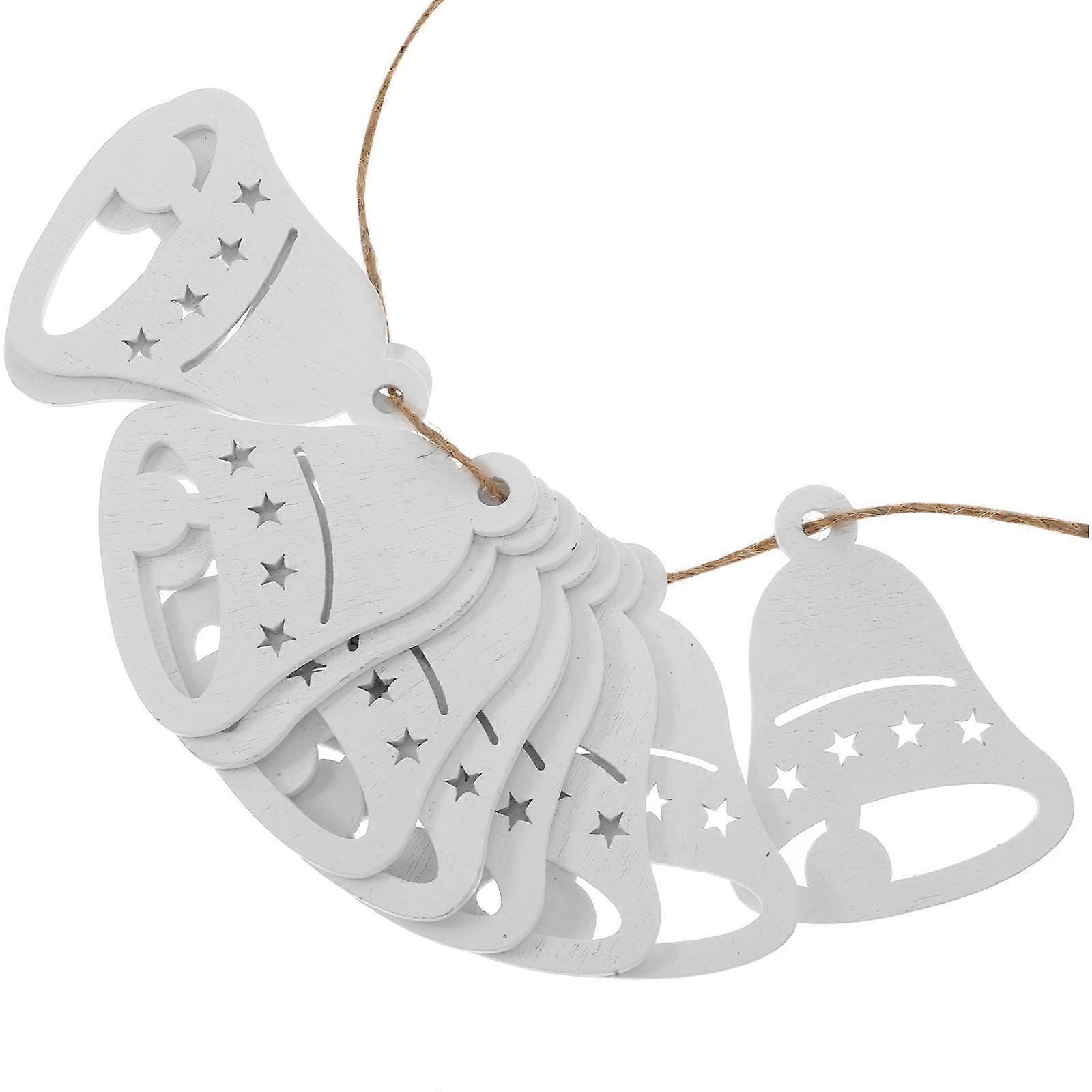 Small Bells For Decorations Wooden Bell Craft Christmas Tree Pendant Ornament x 5 x 0.1cm 10Pcs