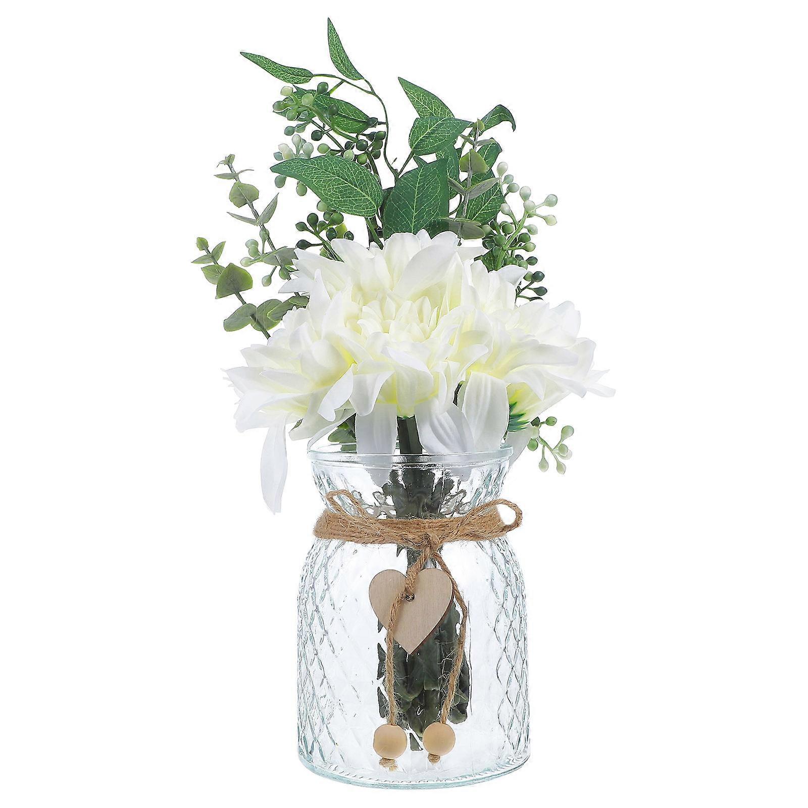 Fake Flowers With Vase Floral Decor Realistic Design Office Desktops Multi 35.00X12.00X12.00CM 1Set