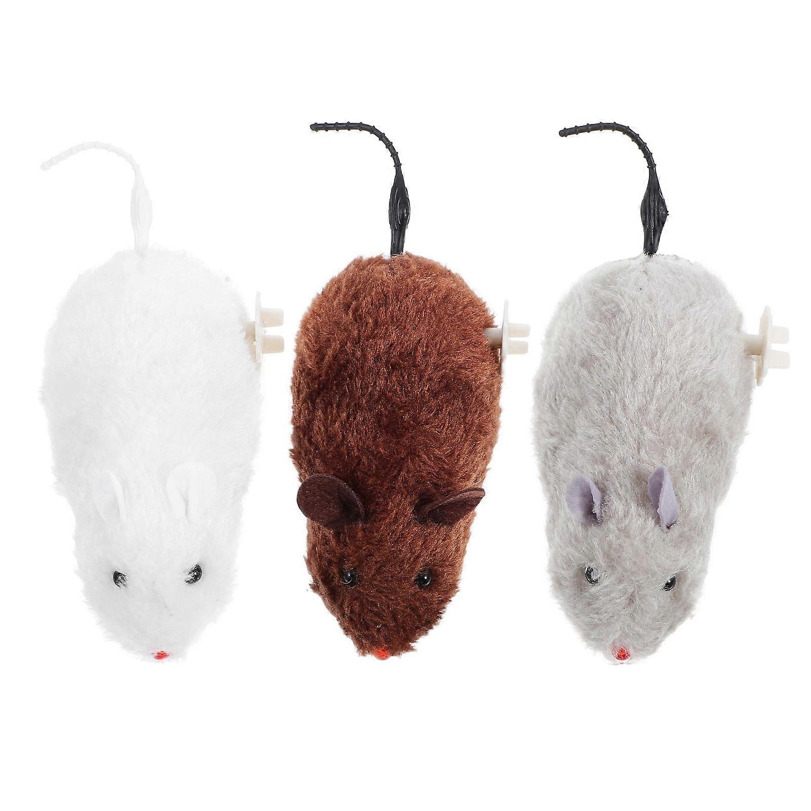3pcs Lifelike Wind Up Mouse Cat Plush for Indoor Cats – Interactive Chew Toy with Realistic Design to Stimulate Hunting Instincts, Durable & Safe