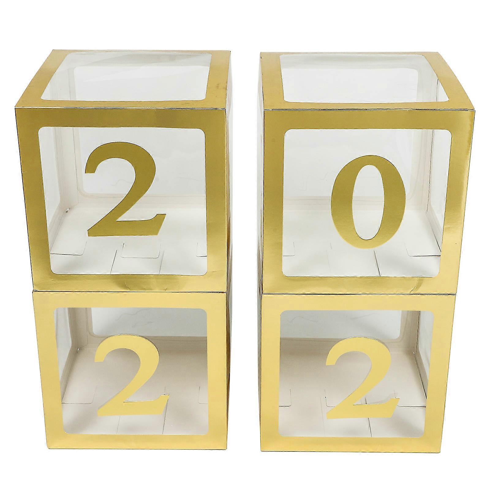 Golden Balloon Boxes 30x30x30cm Graduation Party Decoration Photo Props 1 Set