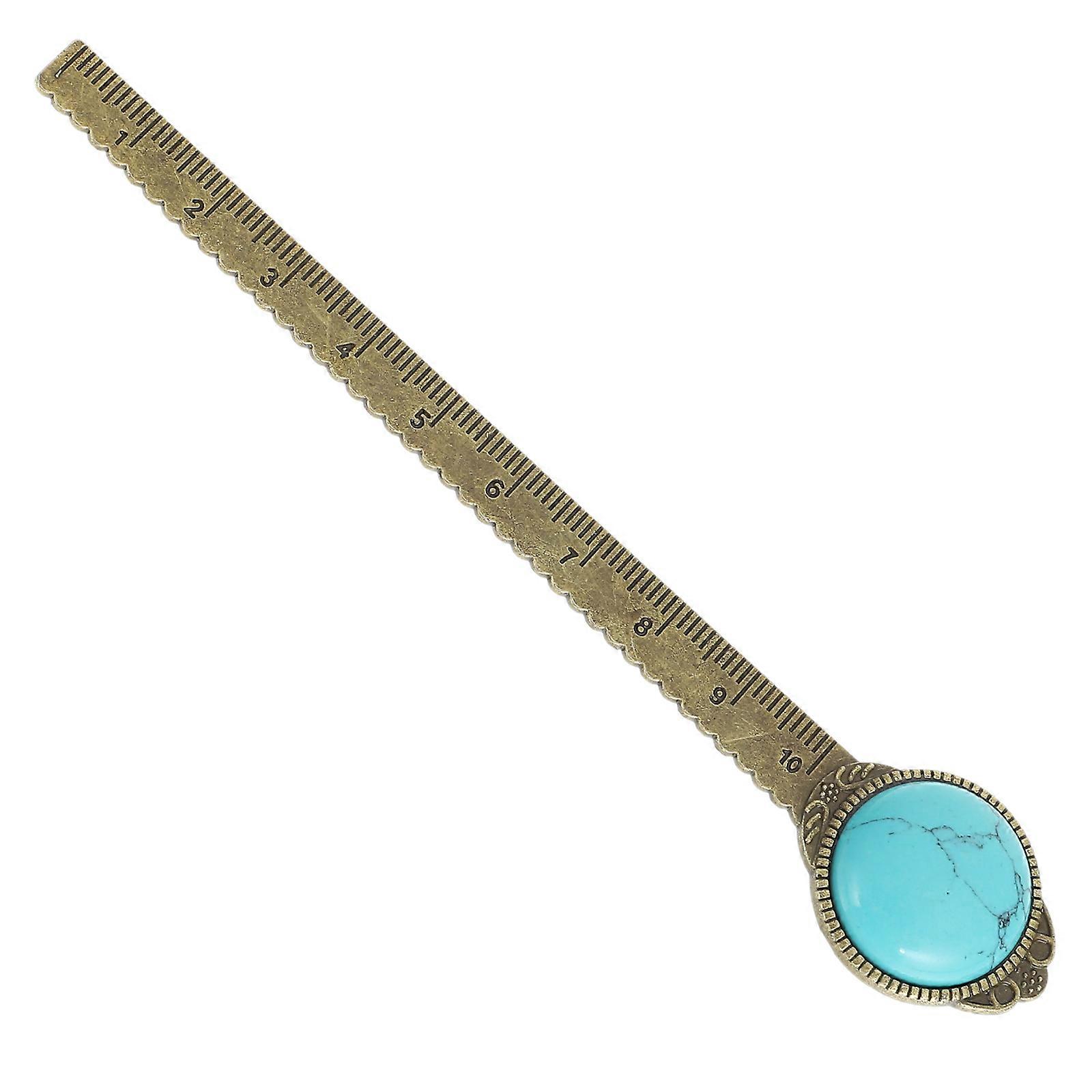Zinc Alloy Book Mark Ruler Vintage Metal Bookmark Stationery Reading Tool 13x25cm Blue Color Retro Design 1Set