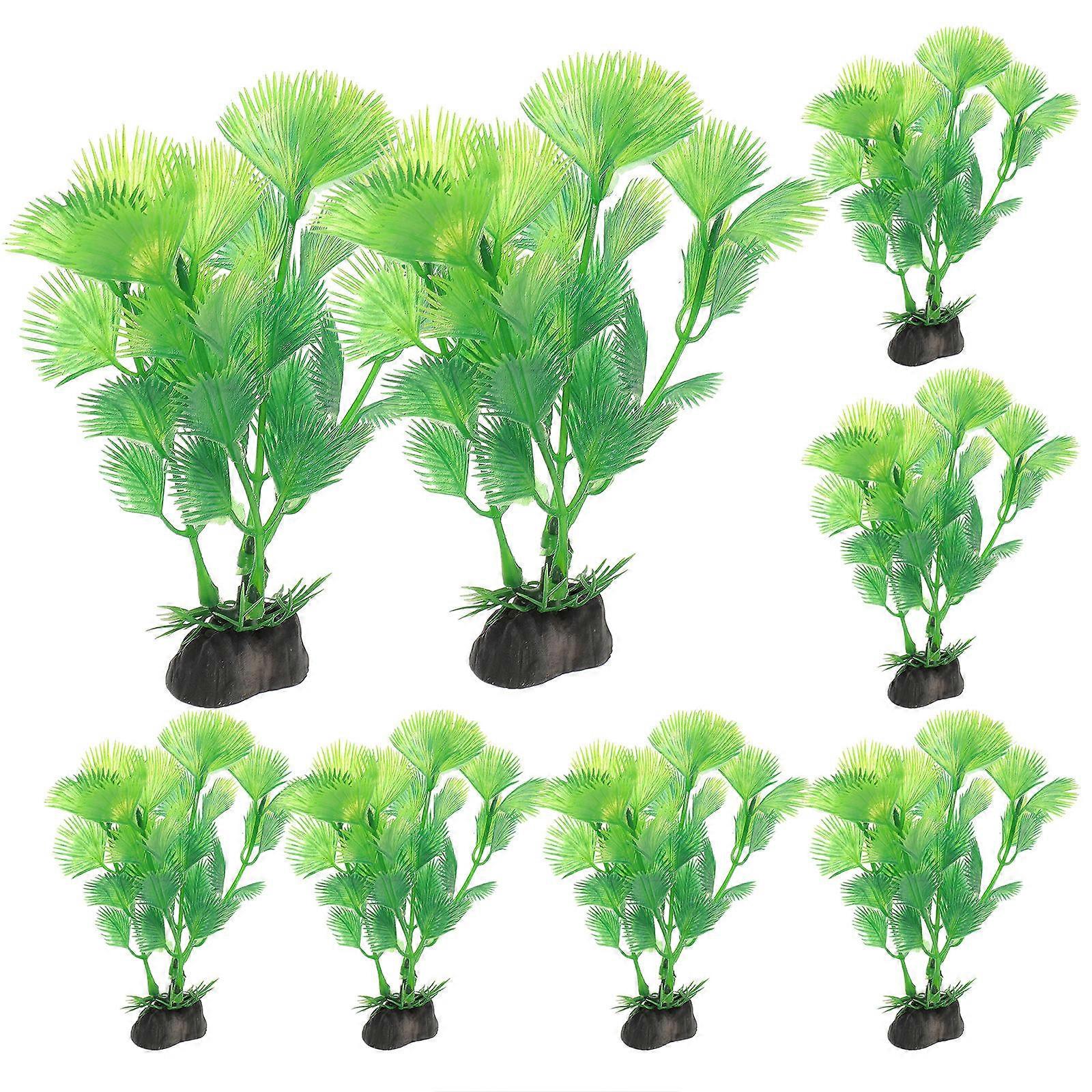 Aquarium Artificial Plastic Plants Small Aquarium Decorations for Fish Tank Accessories Realistic Plant Shape Simulation Design 10x3cm 10Pcs