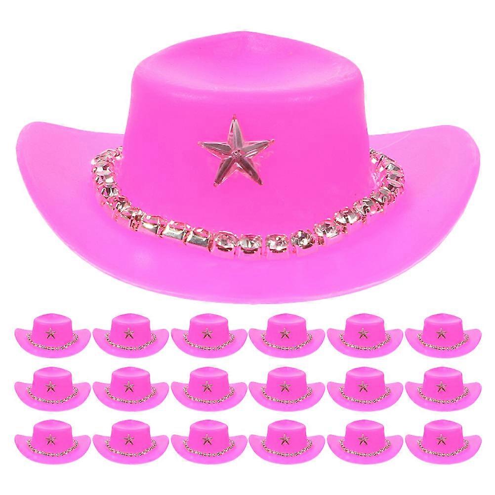 Adorable Miniature Hats Cowboy Style Plastic Decoration For Dolls Christmas Party 5.40X4.60X1.50cm 20Pcs