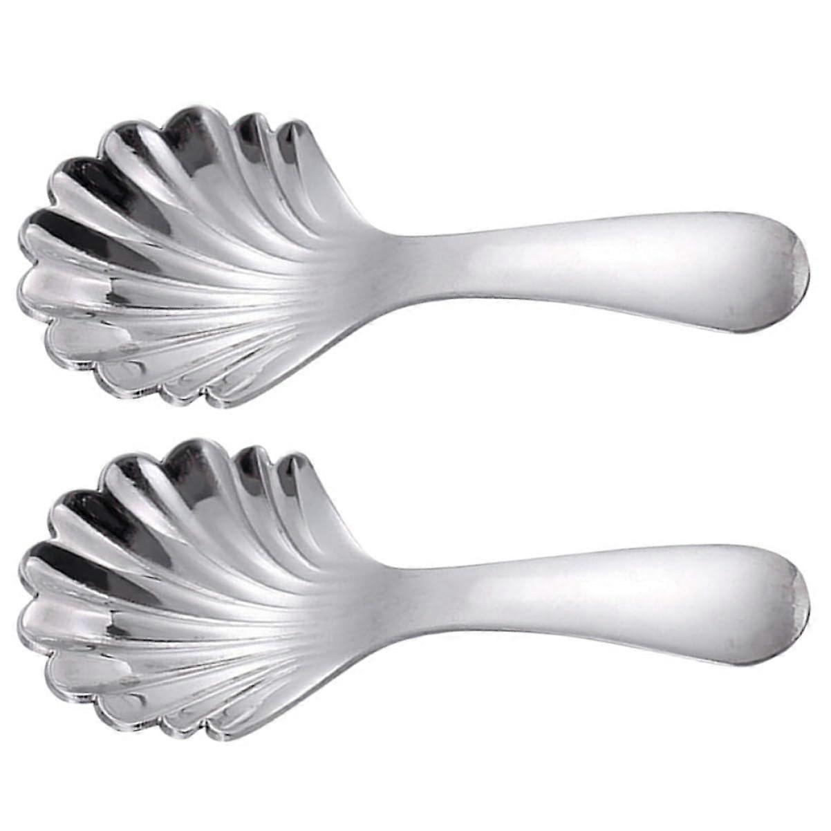 Set of 2 Stainless Steel 304 Measuring Spoons Pinch Pot Trays Soup Coffee Tea Dessert Mixing Spoons Silver
