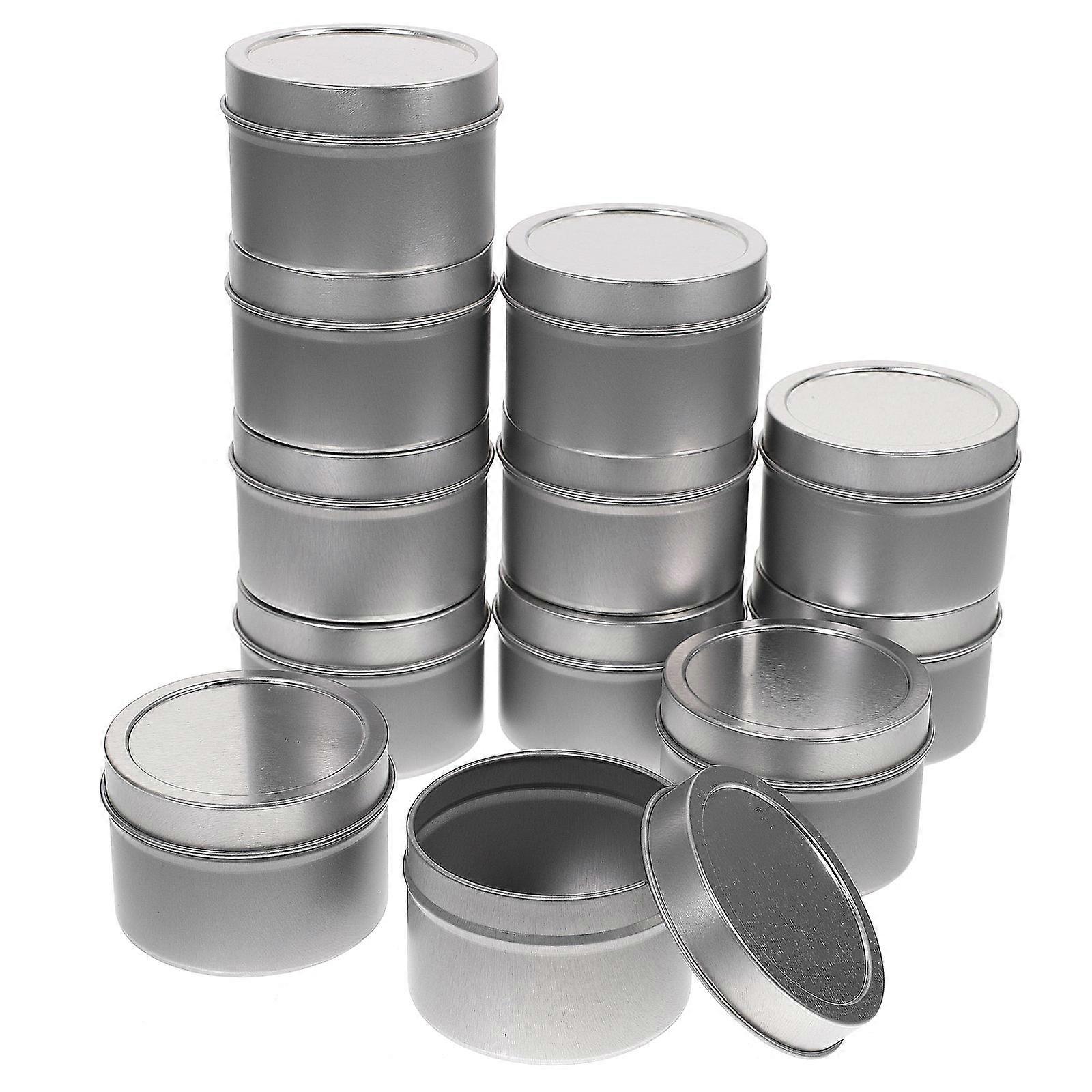 Tinplate Containers Mini Tinplate Box For Candle Holder Craft Project Accessory Silver Color 12Set