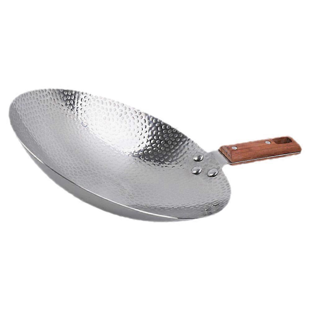 Τηγάνι από ανοξείδωτο χάλυβα Wok Pan Οικιακοί μάγειρες Θαλασσινά καραβίδες Μαγείρεμα ξύλινη λαβή 1Pack