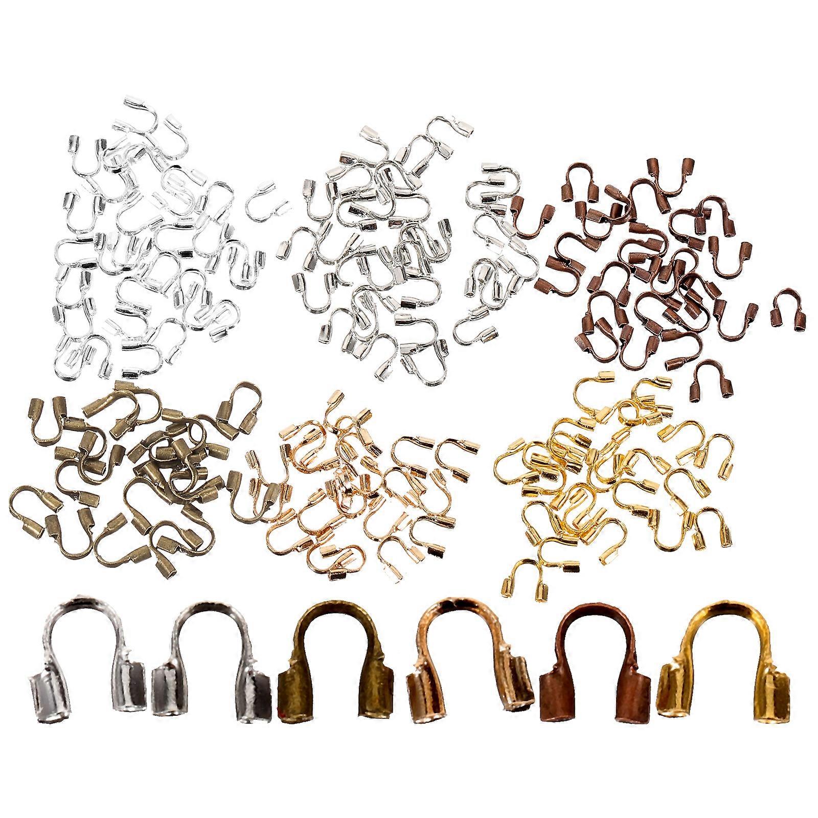 Wire Guard Crimp Beads U Shaped for Jewelry Making Diy Craft 0.5x0.3cm Metal Prevent Beads from Falling 600Pcs