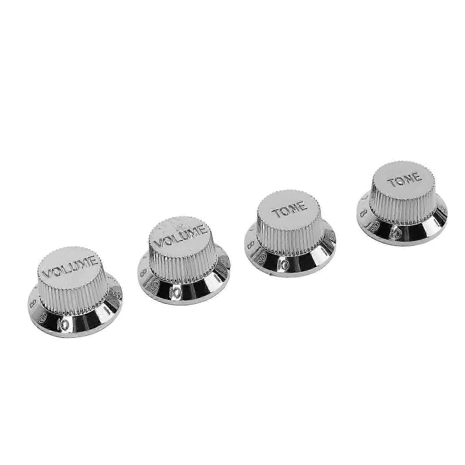 4Pcs E-Bass Lautstärke Toning Control Knopf Robuste exquisite Handwerkskunst Gitarre Potentiometer Knopf Set Silber