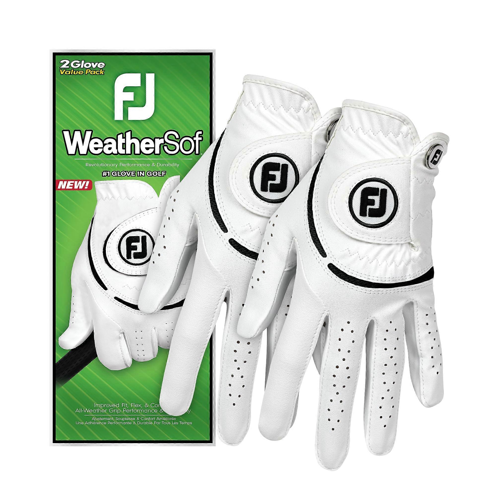 Damen Weathersof Golfhandschuhe, 2er Pack M Weiß