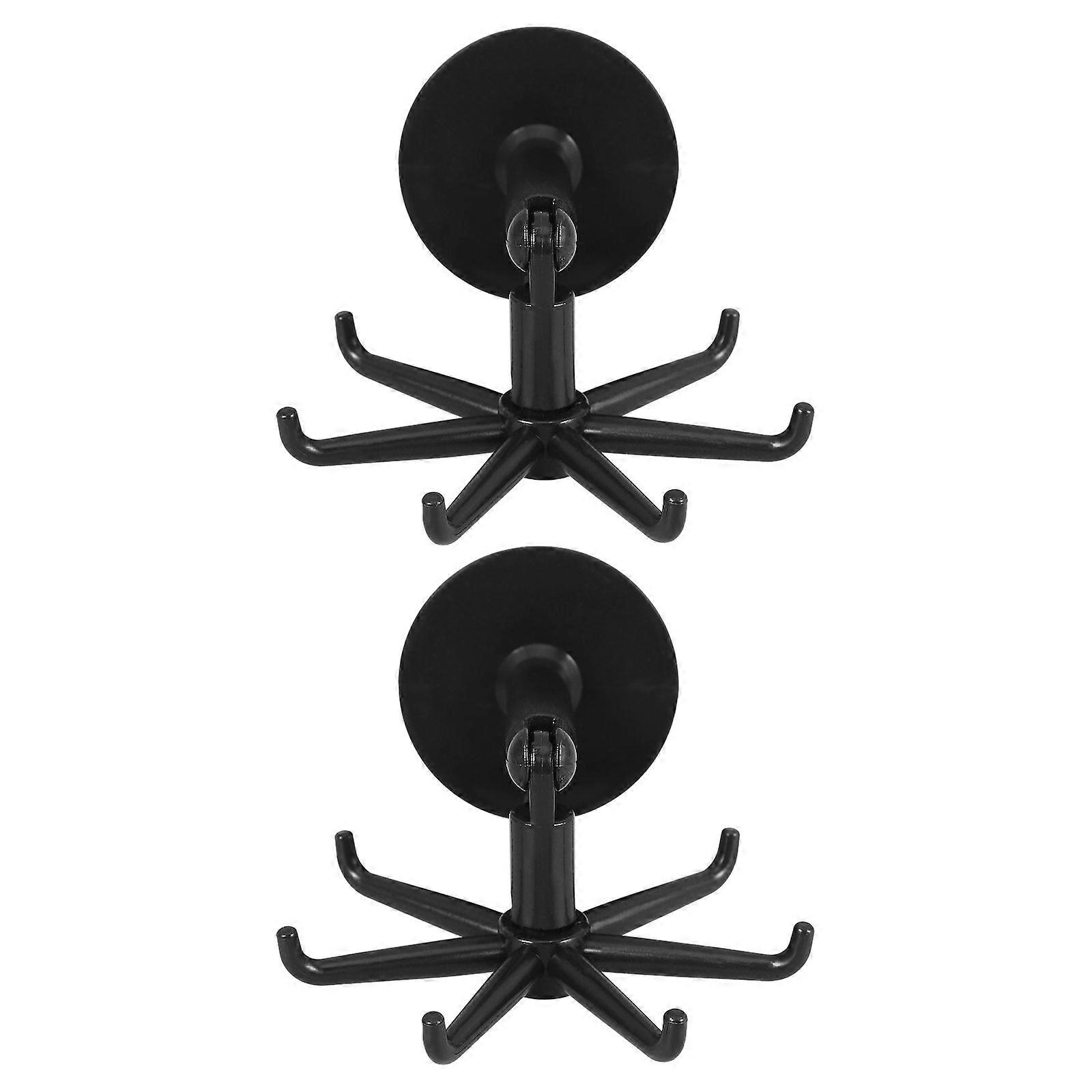 Kitchen Utensil Rack Rotating Holder for Hanging with 2Pcs Hooks Black