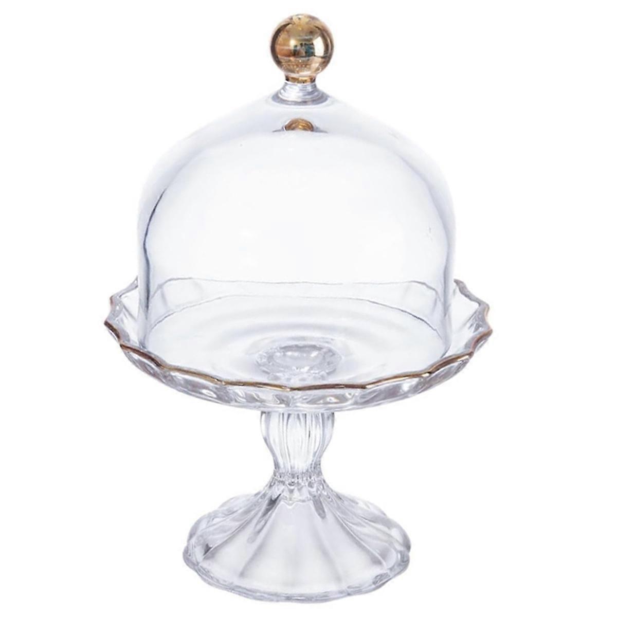 Household Glass Fruit Plate High-End Snacks Dessert Dried Fruit Round Plate with Cover Living Room