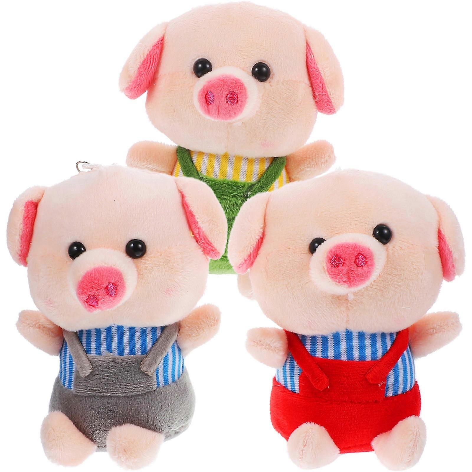 Children Plaything Pig Shaped Plush Pendant For Backpack Ornament Multi Colored 13X7CM Keychain 3Pcs