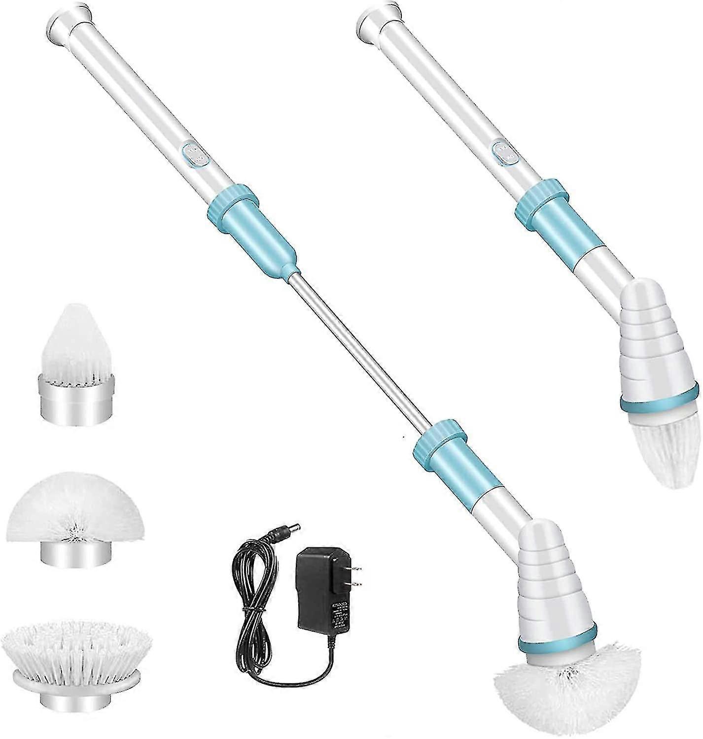 Electric Spin Scrubber for Tub and Tile Floors with 3 Replaceable Brush Heads and Extension Arm