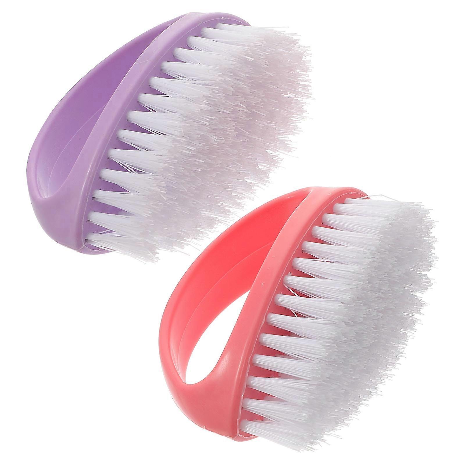 2pcs Nail Brushes for Manicure & Pedicure – Small Color Fingernail Cleaning Brush with Dense Firm Bristles, Portable Hand & Finger Scrubbing Tool for