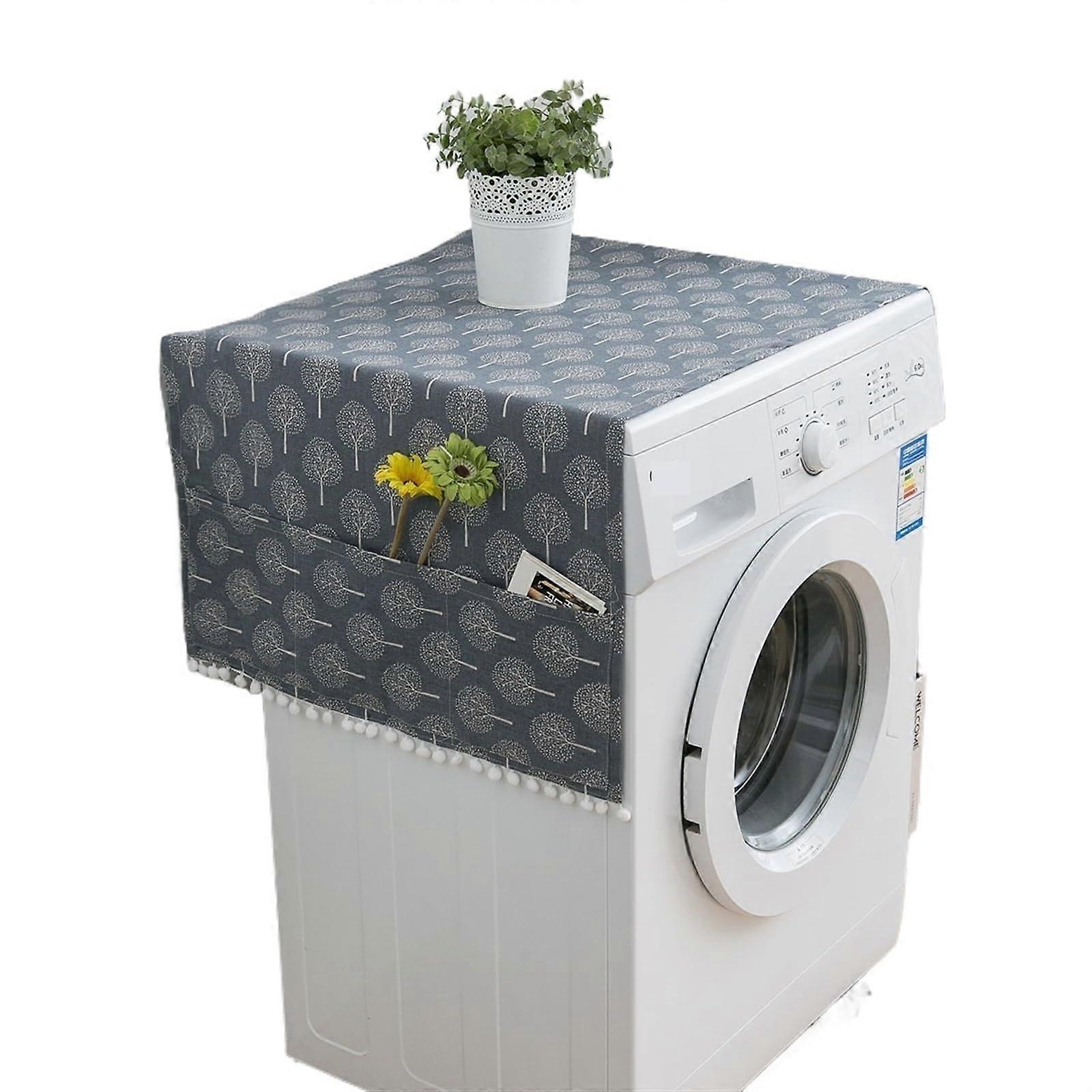 Waschmaschine Abdecku Staubdichte Abdeckung Washing Machine Dust Cover 70x170 S43825 Linen Print Black Pattern Fridge Microwave