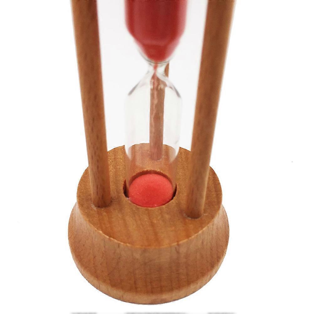 Sandglass Timer Red Wooden Frame Home Decoration Cylindrical Minutes 1Set