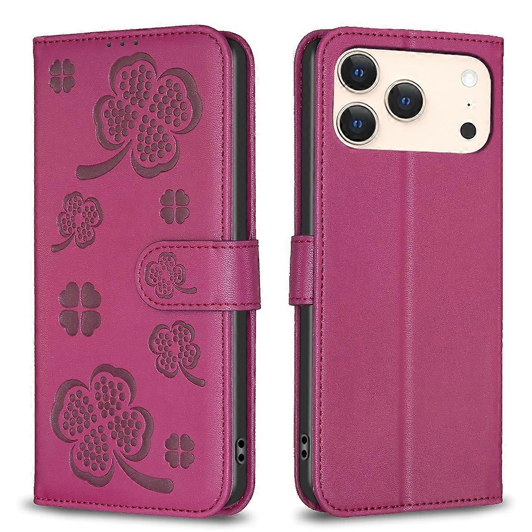 Compatible For iPhone 17 Pro Max Case Clover Pattern Wallet Stand View Leather Phone Cover