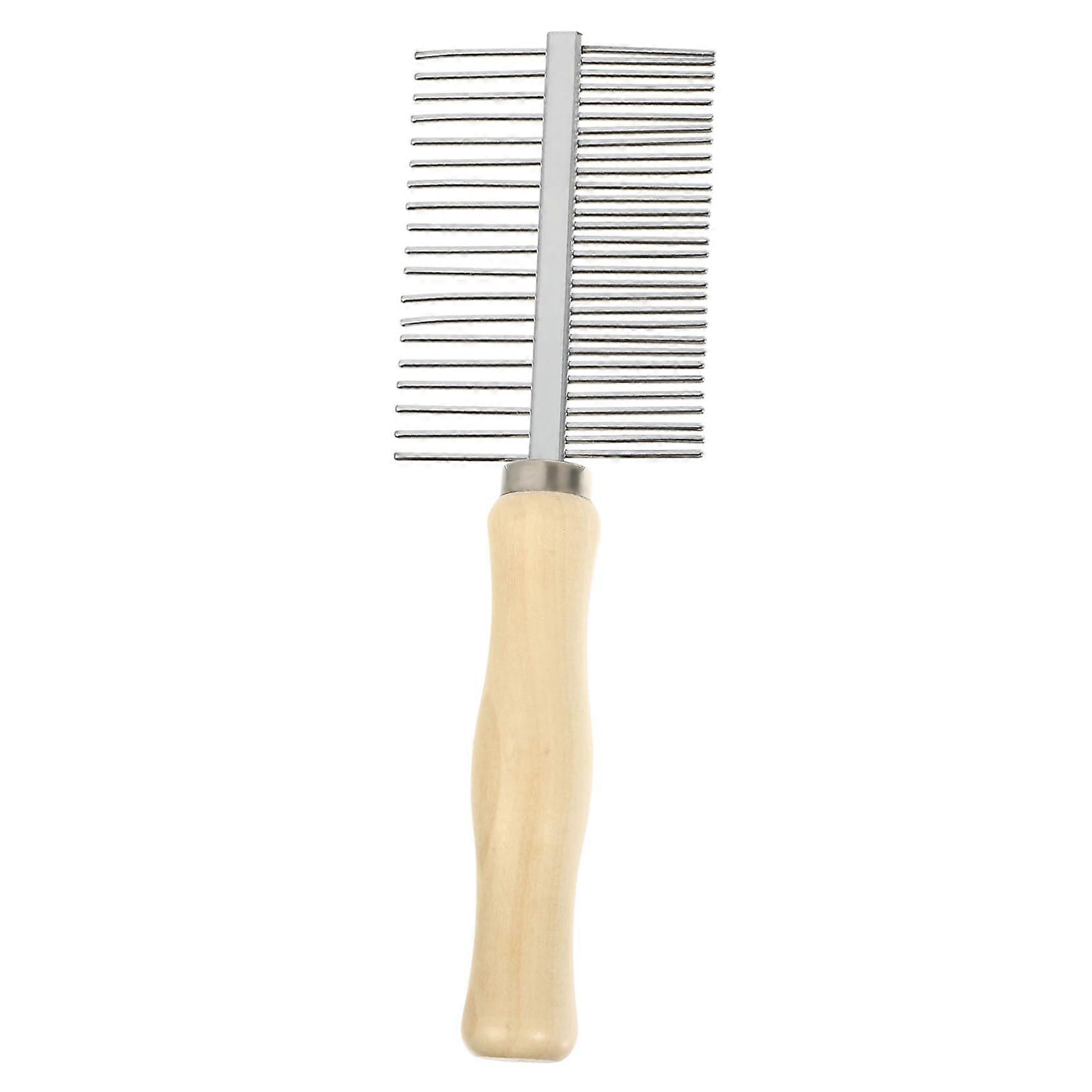 Double-Sided Cat Fur Comb With Wooden Handle, Fine-Toothed, Durable Cat Grooming Brush, Comfortable To Use