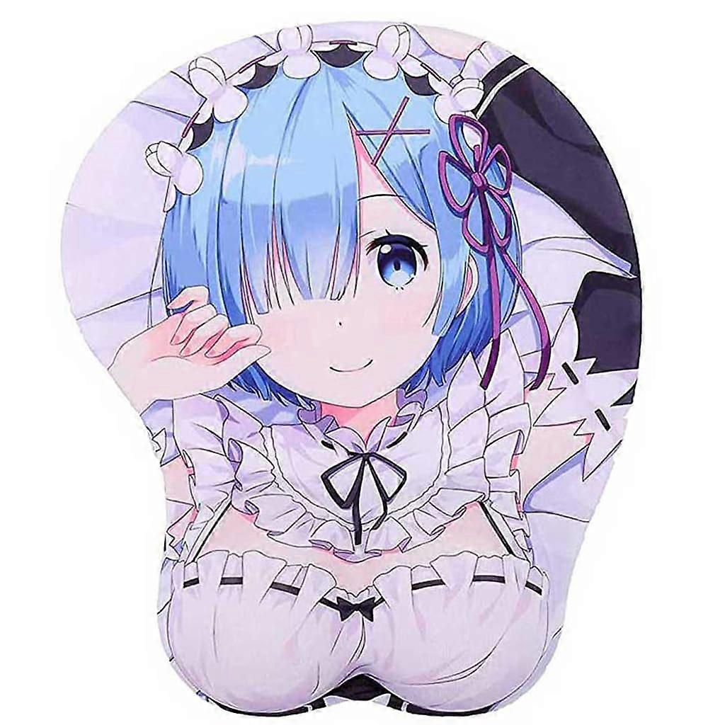 Anime Rem 3D Mouse Mat with Wrist Rest, Gaming Mouse Pads, NonSlip Mouse Mat, 3D Ergonomic Mouse Pad (B) (Size: 2)