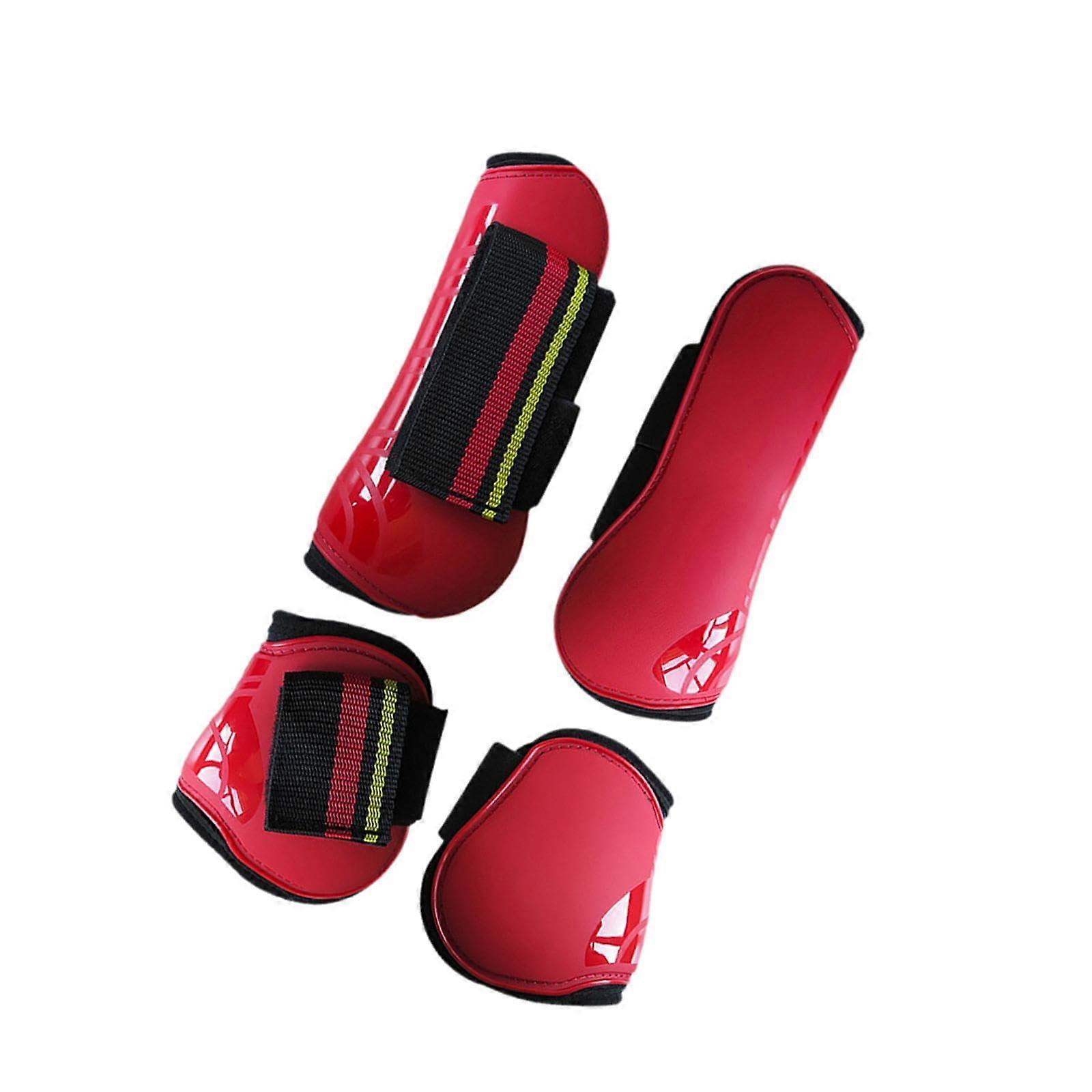 Horse Tendon Gaiters Set of 4 for Leg Protection in Equestrian Sports, Durable Material, Adjustable Size, Black Color