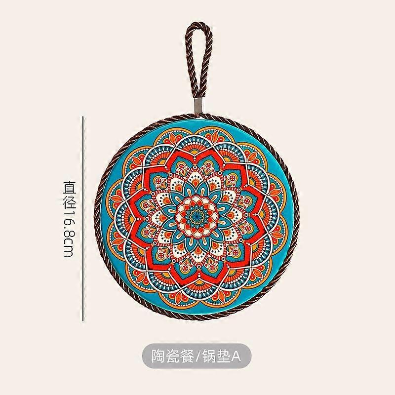 Boho Ceramic Pot Holder - Trivet, Hot Pad, Coaster, Heat Resistant
