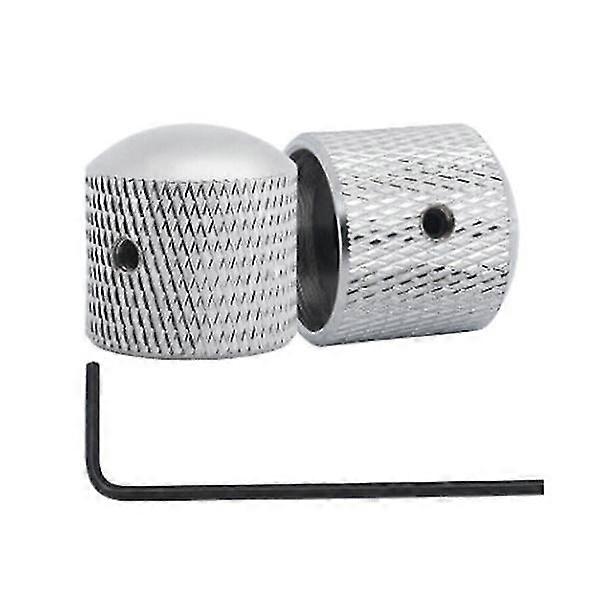 Metal Dome Knobs Chrome Knurled Barrel Silver Gold Top Guitar Control