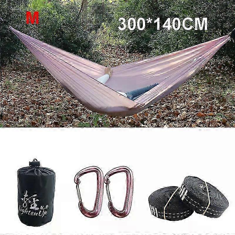 300x140cm Lightweight Parachute Camping Hammock with 2 Tree Straps and 2 Hooks, Portable for Outdoor Use