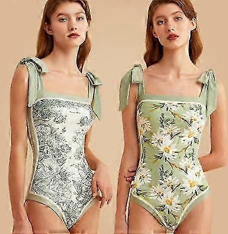 Maillots de bain mono-pièces floraux, épaule à cravate réversible, maillots de bain à contrôle du ventre, maillots de bain à col carré