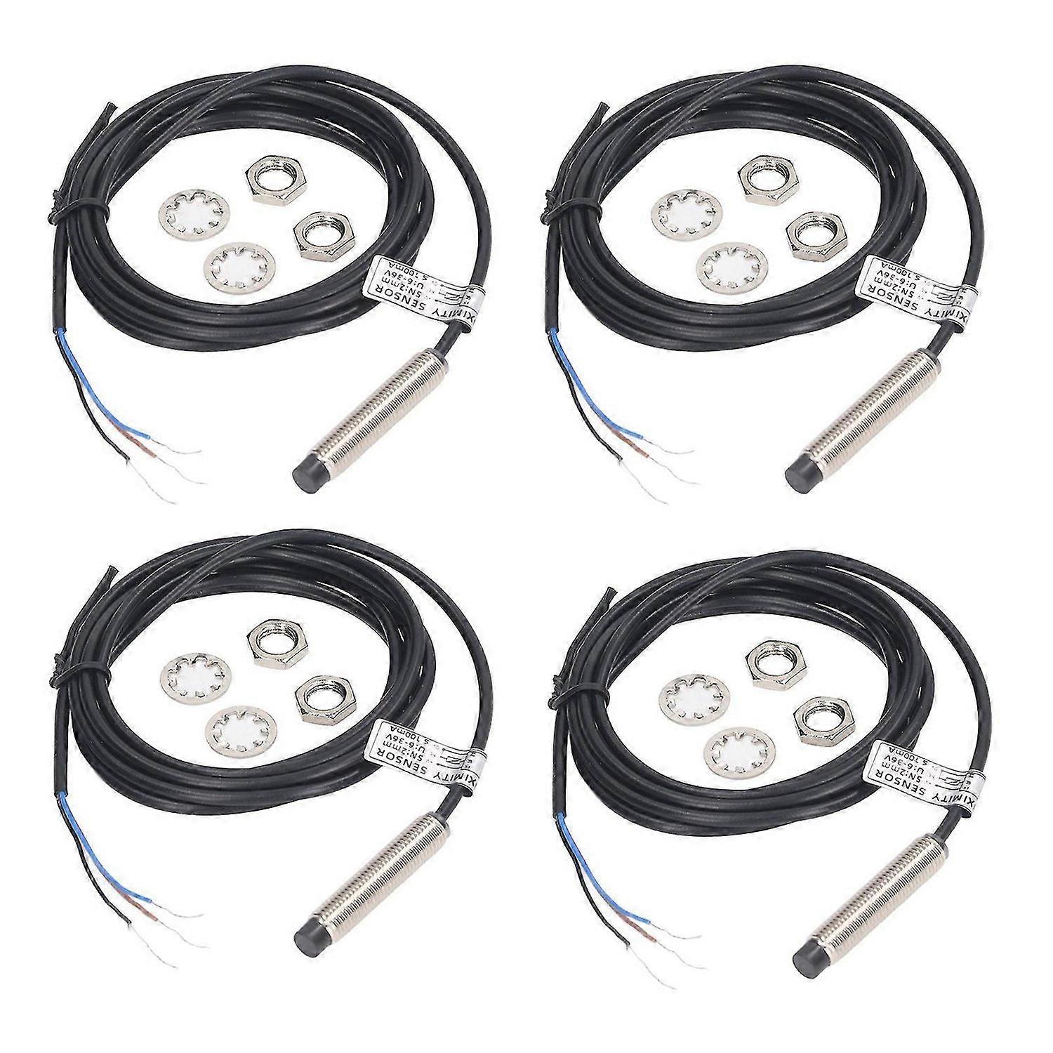 4 Set Proximity Switch 8mm Dia PNP 3 Wire Normally Closed NC Contact Inductive Proximity Sensoring Switch 6 to 36VDC
