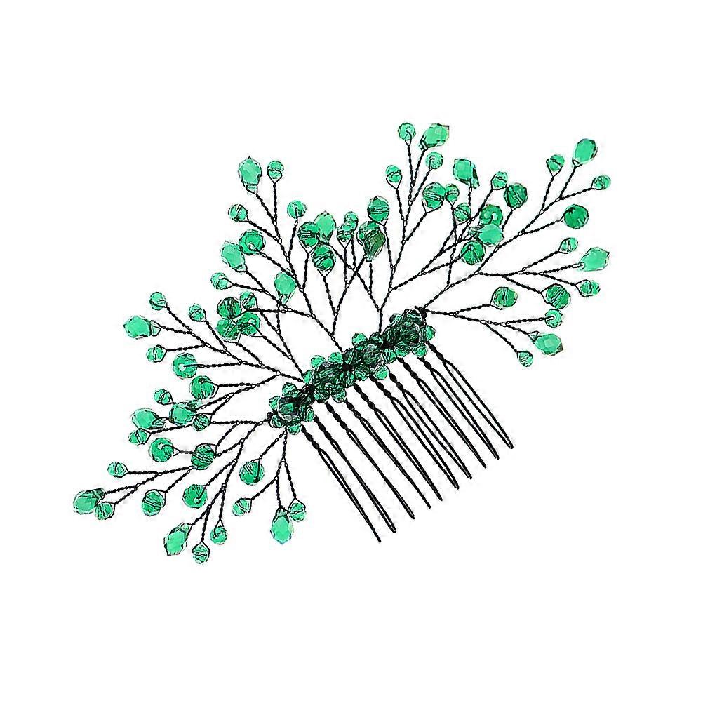 Green Crystal and Metal Hair Comb for Women Wedding Decorations Add Beauty to Your Appearance and