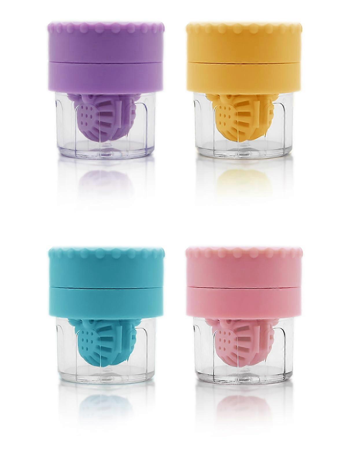 Contact Lens Case with 2 in 1 Manual Cleaner and Storage for Daily Use, Portable Soaking Container, 4 Cute Colors