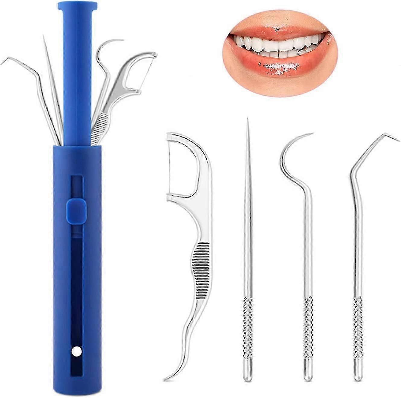 ミニメタルつまようじホルダーツールキット、ポータブルプッシュプルデザインポケットつまようじホルダー、再利用可能なつまようじホルダー、野外活動や旅行用(4