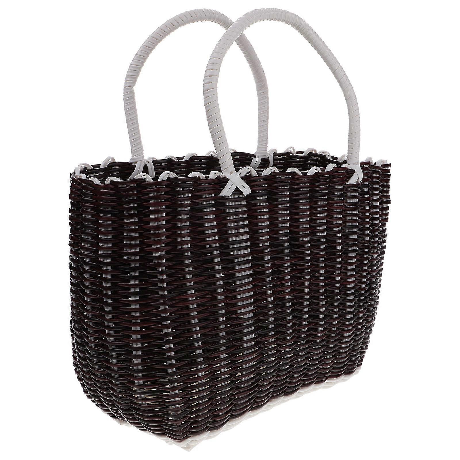 Storage Baskets Multipurpose Imitation Rattan Tray Organizing Basket Office Use Wear-resistant Material 1Pcs
