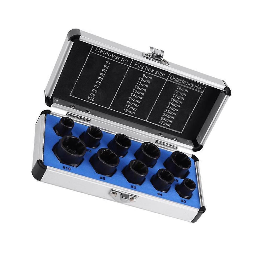 Damaged Bolt Extractor Nut Remover Tool Kit Box For Mechanical Repair Diy Projects Workshop Use 10Pcs